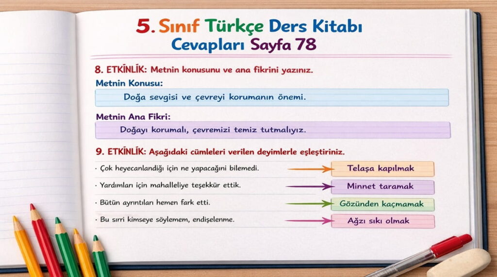 5. Sınıf Türkçe Ders Kitabı Cevapları Sayfa 78