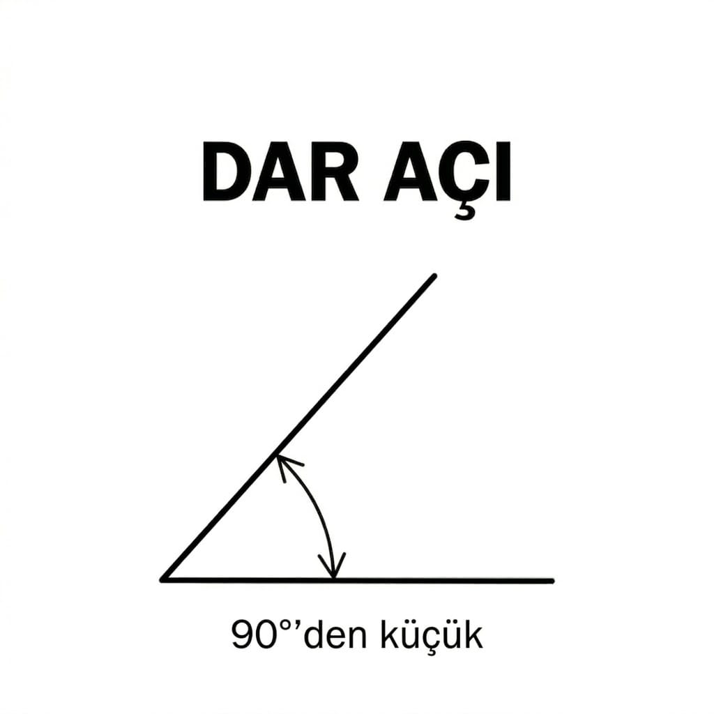90°’den küçük → dar açı